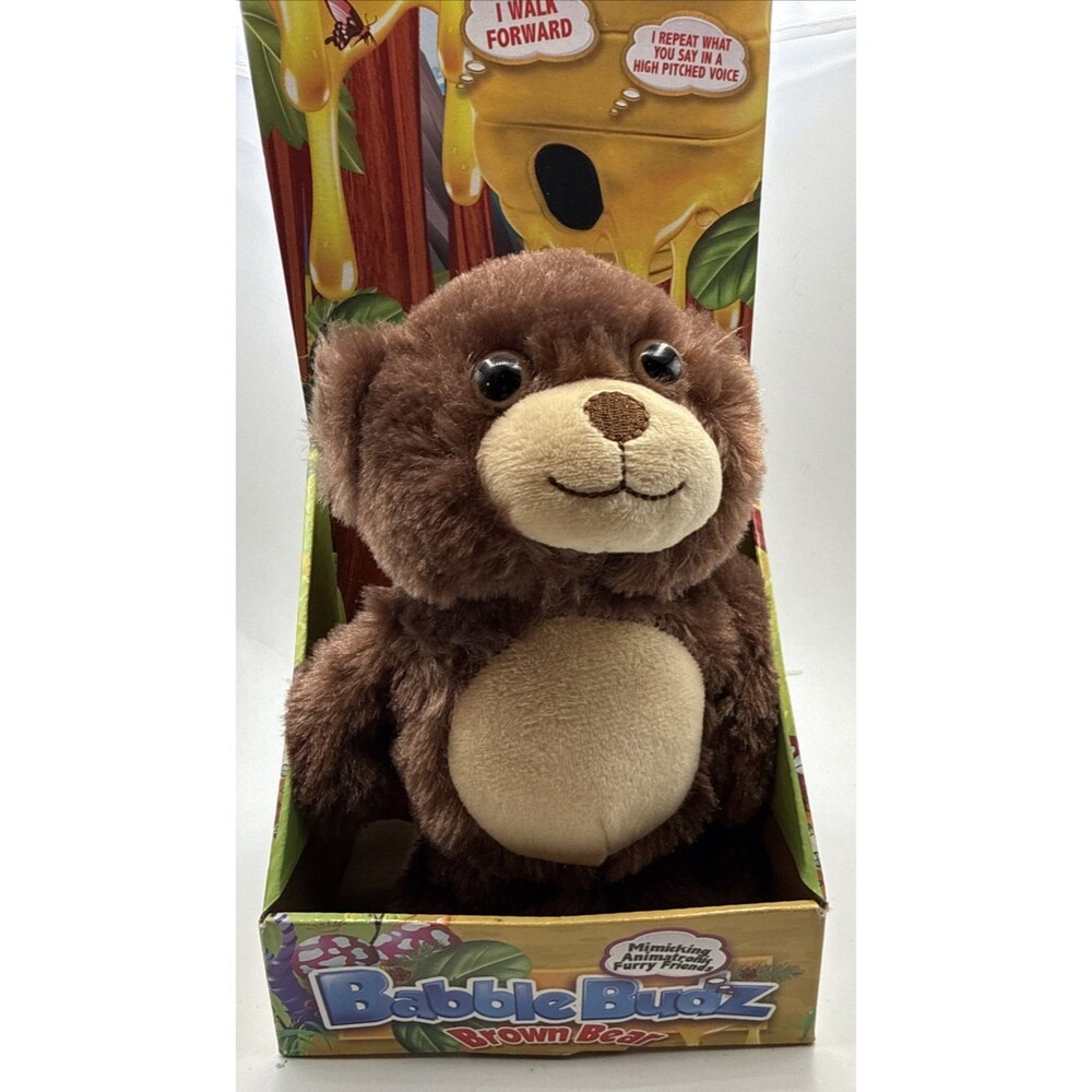 Babble Budz Bear Mimicking Talk Back Animatronic Plush Toy Brown NOS Repeat